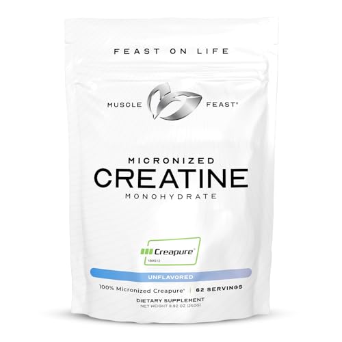 Muscle Feast Micronized Creapure Creatine Monohydrate Powder Unflavored 250g and Isolate Whey Protein Powder Chocolate 5lb