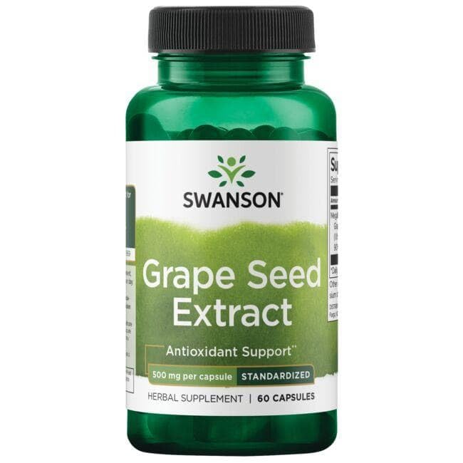 Swanson Grape Seed Extract Standardized 500 mg Capsule, 60 Count