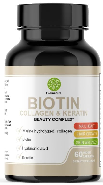 Ambition Exclusive Wear Evernatura Biotin Complex with Collagen, Keratin & Hyaluronic Acid Capsules 60 Count