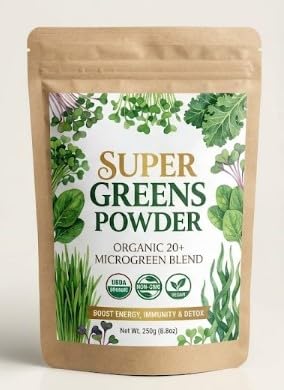 Prakruthi Super Greens Powder 8.8 oz Organic 20+ Microgreen Powder