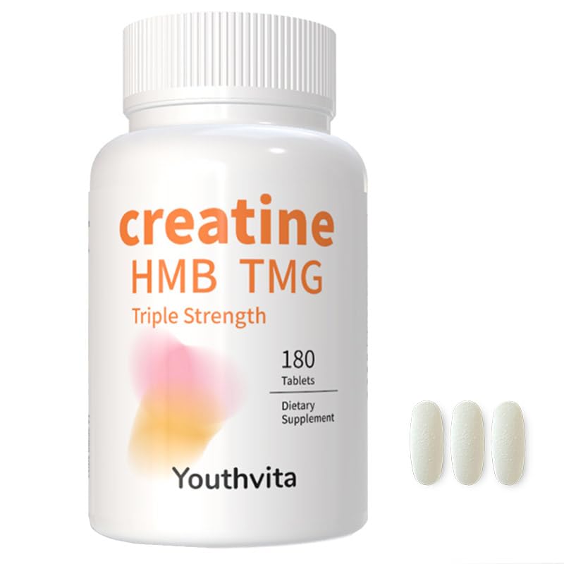 YOUTHVITA Creatine HMB TMG Tablets, 180 Count