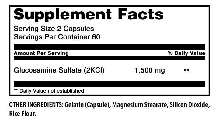 Amazing Nutrition Glucosamine Sulfate Supplement 1500 mg per Serving, 120 Capsules