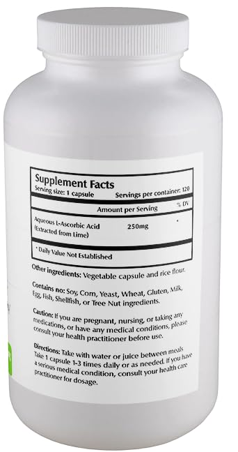 One Planet Nutrition Vitamin C 250 mg Capsules, 120 Count