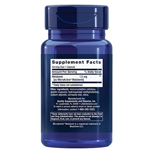 Life Extension Melatonin IR/XR 1.5 mg Capsules, 120 Count