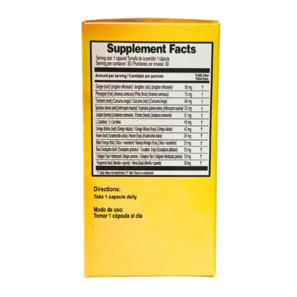 QUITA LONJA Ginger, Pineapple & L-Carnitine Herbal Supplement Capsules, 30 Count