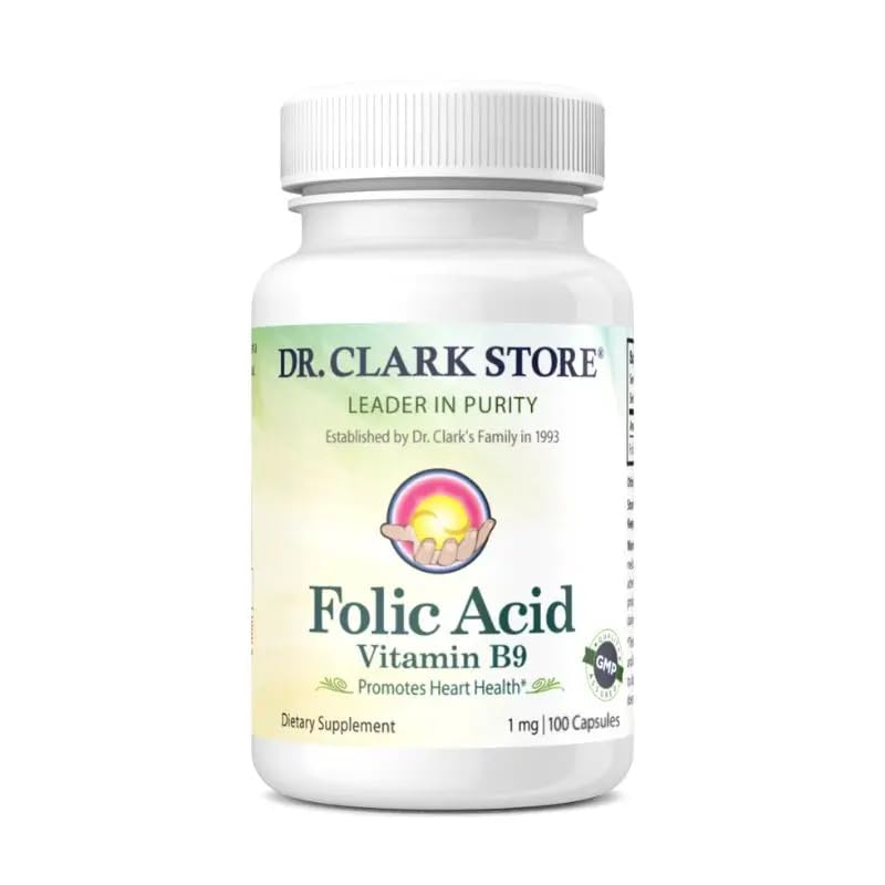 Dr Clark Store Folic Acid (Vitamin B9) Supplement Capsule 100 Count