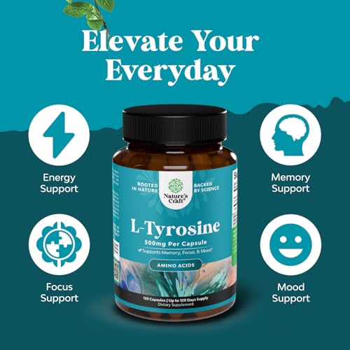 Natures Craft Nootropic Memory & L-Tyrosine 500mg Capsules, 2-Count