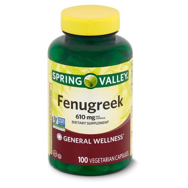 Toeah Fenugreek Dietary Supplement Capsules, 610 mg, 100 Count, 2-Pack