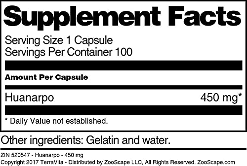 Terravita Huanarpo 450 mg Capsules, 300 Count