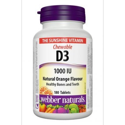 Webber Naturals Vitamin D3 1000IU Tablet, 180 Count