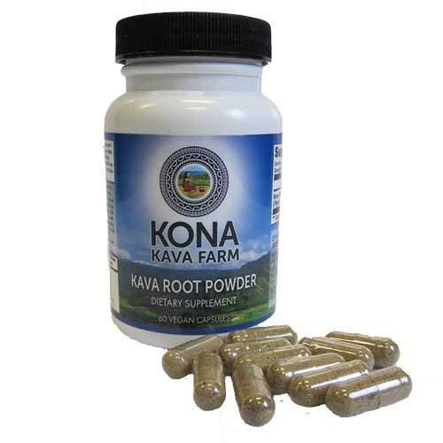 Kona Kava Farms Kava Root Extract Powder 10% Kavalactone Capsules 60 Count