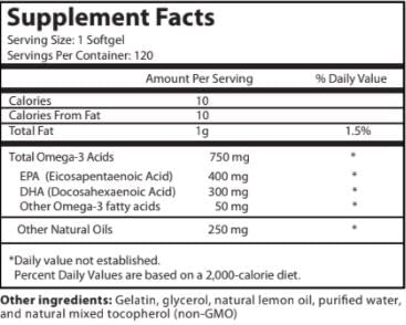 Omera Omega-3 Fish Oil 1000mg Softgels, 120 Softgels