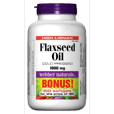 Webber Naturals Flaxseed Oil Cold Pressed 1000 mg Capsules, 1 Count