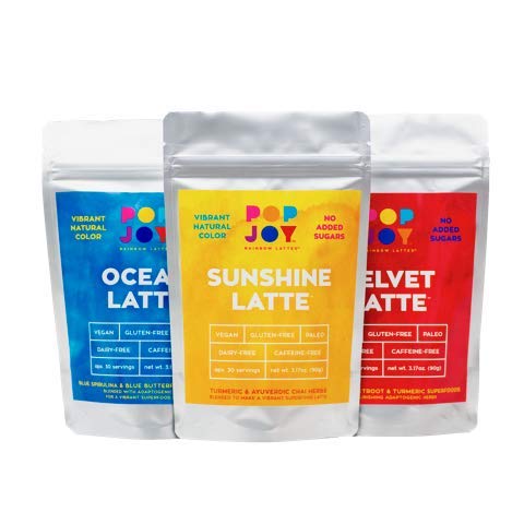 POP JOY Blue Spirulina & Butterfly Pea Ocean Latte Mix with Ayurvedic Herbs Powder 1 oz