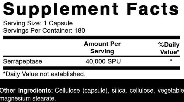 Oxify Serrapeptase 40,000 SPU Capsules 180 Count