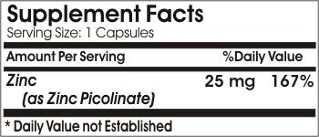 Naturetition Supplements Zinc Picolinate 25mg 200 Capsules