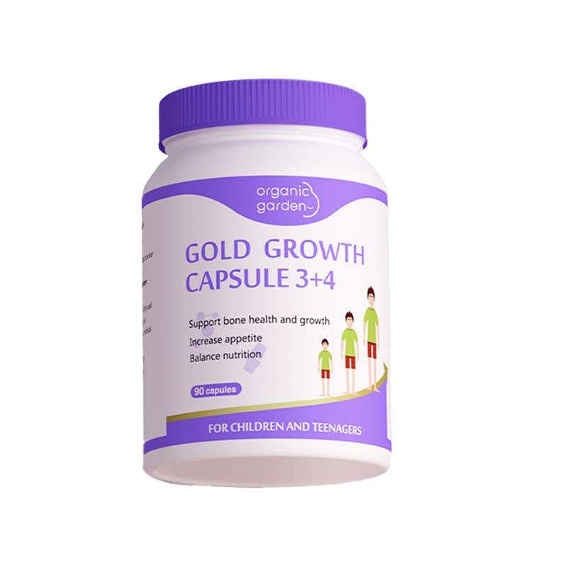 Organic Garden Natural Height Support Supplement for Teens & Young Adults - Bone Health & Growth Aid with L-Lysine, Red Algae Calcium, 19 Nutrients Capsules, 90 Count