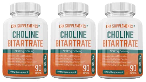 KRK Supplements Choline Bitartrate Capsule 900mg per Serving, 180 Capsules