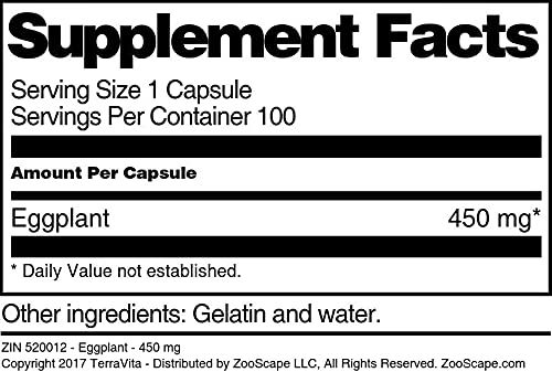 Terravita Eggplant - 450 mg Capsules, 100 Count