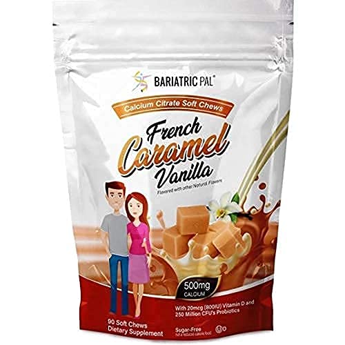 BariatricPal Sugar-Free Calcium Citrate Soft Chews 500mg with Probiotics, 4 Bags