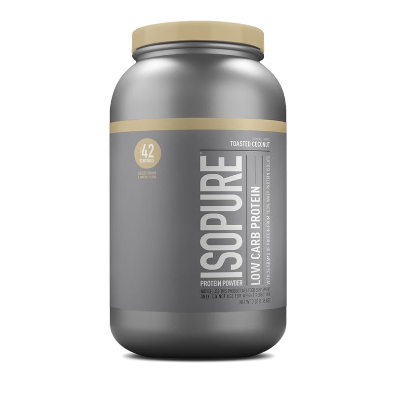 Isopure Low Carb 100% Pure Whey Isolate Protein Powder, Toasted Coconut, 48 Servings