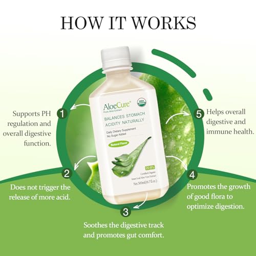 AloeCure Organic Aloe Vera Digestion Set Capsules, 5-Pack, 60 Capsules