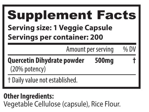 S SUPERIOR HEALTH Quercetin 500mg Supplement Capsule, 200 Count