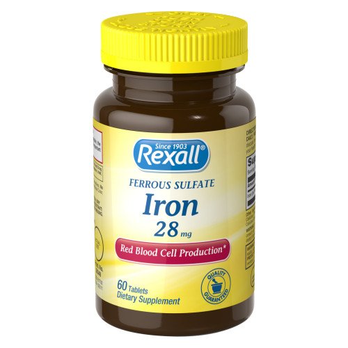 Rexall Ferrous Sulfate Iron 28 mg Tablets, 60 Count