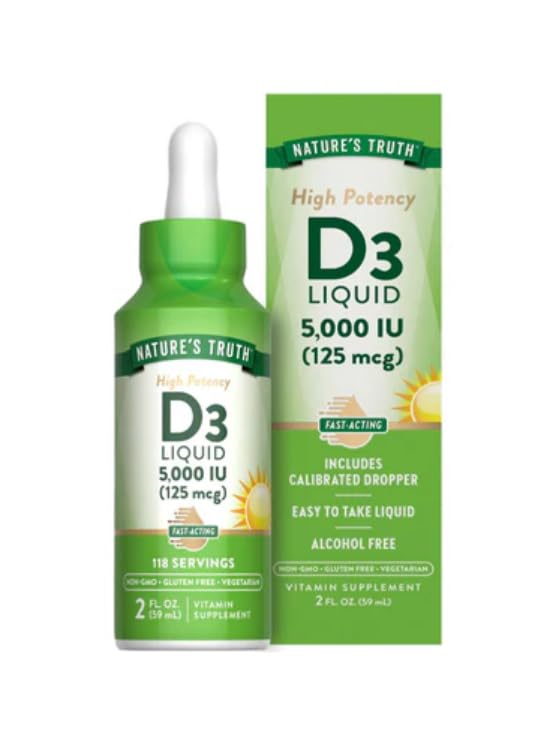 Nature's Truth Vitamin D3 5000 IU Capsule, 8 Capsules