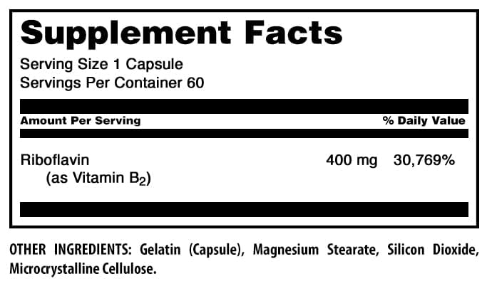 Amazing Nutrition Riboflavin 400 mg Capsules 1 Count
