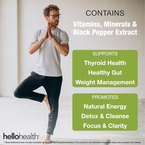 HELLO HEALTH Organic Irish Sea Moss Capsules with Burdock Root & Bladderwrack Bioperine, 120 Capsules
