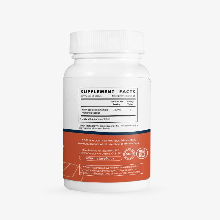 Nature4U NMN Nicotinamide Mononucleotide 320mg Capsule, 30 Count