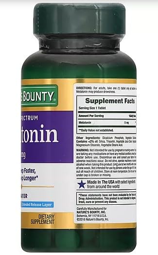 Nature's Bounty Melatonin 5 mg Bi-Layer Tablets, 180 Tablets