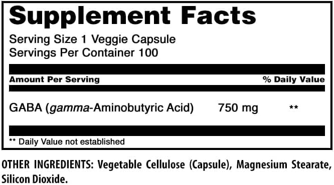 Amazing Nutrition GABA 750mg Veggie Capsules, 300 Capsules