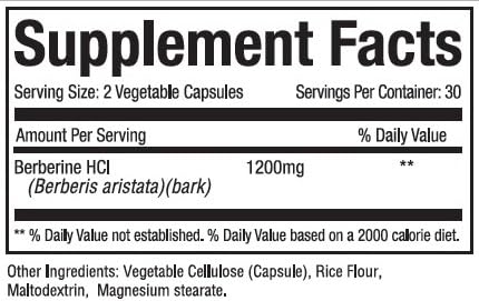 Planet Source Berberine HCl 1200 Mg per Serving Capsule 60 Count