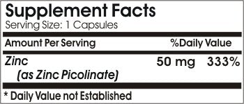 Naturetition Supplements Zinc Picolinate 50mg Capsules, 200 Capsules