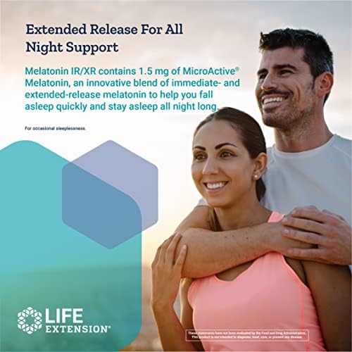 Life Extension Melatonin IR/XR 1.5 mg Capsules, 120 Count