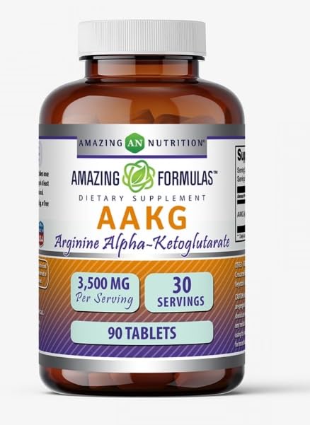 Amazing Nutrition AAKG Arginine Alpha-Ketoglutarate 3500mg Tablets, 90 Count
