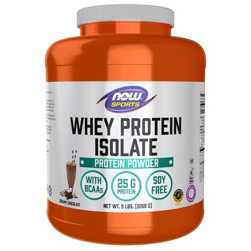 NOW Foods Whey Protein Isolate Powder - Natural Dutch Chocolate, 5 lbs, 80 Servings