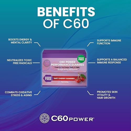 C60 Purple Power C60 Power Sugar-Free C60 Gummies, Antioxidant Support, 30 Gummies
