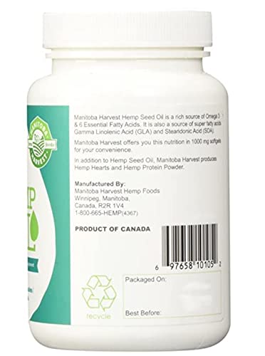 Manitoba Harvest Hemp Foods Hemp Oil Soft Gels 1000 mg, 120 Count