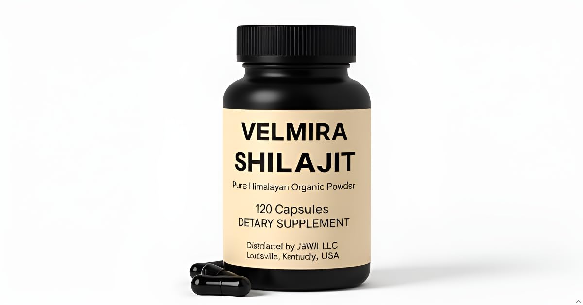 Velmira Shilajit Himalayan Resin Powder Capsules, 120 Count