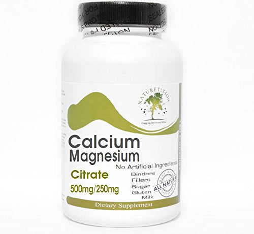 Naturetition Supplements Calcium 500mg and Magnesium Citrate 250mg Capsules, 200 Capsules