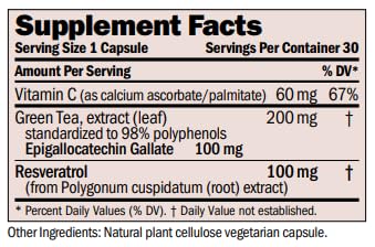 ANDREW LESSMAN Resveratrol-100 EGCG 100mg Capsule, 30 Capsules