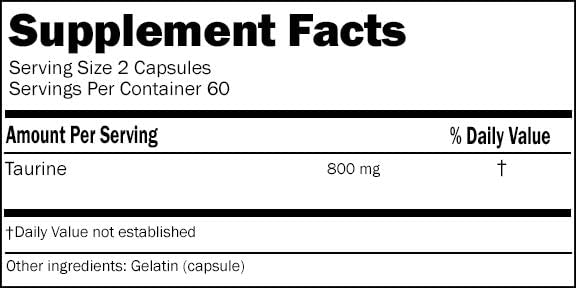 HealthSpan Plus Labs Taurine 800mg Capsules 120 Count