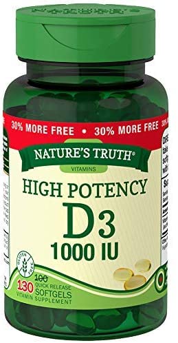 Nature's Truth High Potency Vitamin D3 1000 IU Quick Release Softgels, 260 Softgels