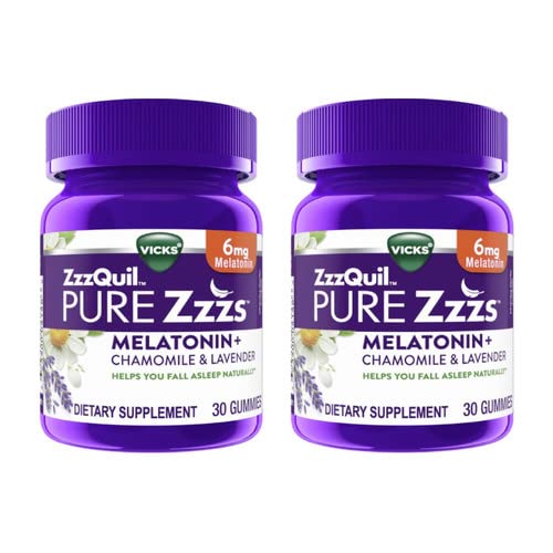 ZzzQuil Pure Zzzs Melatonin Gummies with Chamomile, Lavender, & Valerian Root, 60 Gummies