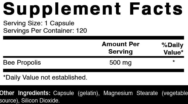 Oxify Bee Propolis 500 mg Capsules, 120 Count