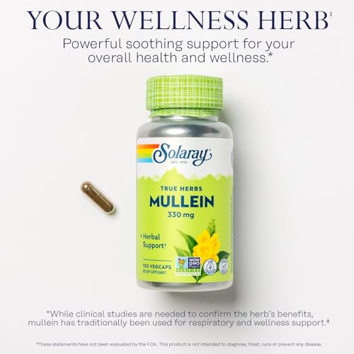 SOLARAY Mullein Leaf 330 mg and Marshmallow Root 480 mg Vegetable Capsules 200