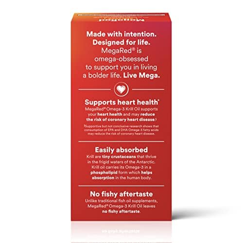 MegaRed Omega-3 Krill Oil 500mg Extra Strength Softgels 45 Count